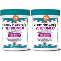 Doggy Naturals Vetbiome Plus 120 milliards d'UFC Capsules Probiotiques pour Chats et Chiens 40 Comprimés Soutien Digestif Absorption Rapide