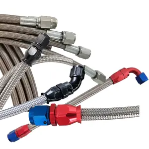 Haofa high pressure 4an to 12an stainless steel braided ptfe convoluted hose with fitting adapter assembly