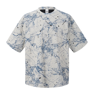 T-shirt da uomo a maniche corte in stile streetwear con stampa di fiori di prugna, colori a contrasto all'interno e all'esterno, fresca e traspirante. - Product Image 3