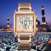 Vente directe d'usine, montre Al Fajr en acier inoxydable rose gold, horloge personnalisée, montre de prière islamique Azan ALZUHR507