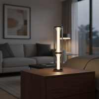 Table électrique moderne minimaliste en métal et verre avec commande par interrupteur LED, CRI 90 élevé, alimentation USB, lumière blanc chaud, protection des yeux, pour la maison