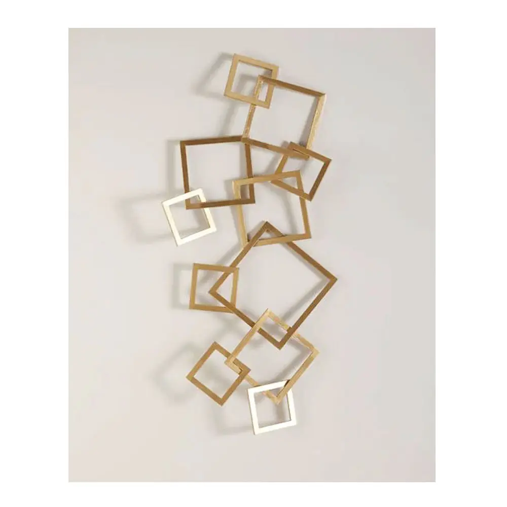 Cuadrado decorativo forma anillos de Metal de oro de inicio decoración interior y al aire libre de la pared de las Artes en Venta caliente y de alta calidad