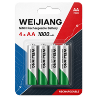 Batterie rechargeable NiMH AA 800mAh 1.2V, lot de 4, batteries NiMH réutilisables pour appareils sans fil, télécommandes, jouets, appareils photo, emballage personnalisé