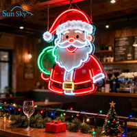 No quantité minimale de commande Free Design Happy Christmas Santa Claus LED Sign pour la décoration murale et la décoration de la porte d'entrée de la fenêtre pour le salon de bar à la maison