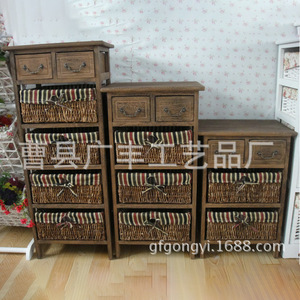 Mueble de Almacenamiento con Cestas Tejidas Marrón, 5 Compartimentos, Mueble para Sala de Estar - Product Image 1