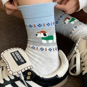 Women's Mid Calf Slouch <b>Socks</b> Animal Pattern Color Blocking Cotton Blend Casual <b>Socks</b> For Spring Autumn <b>Winter</b> - Product Image 4