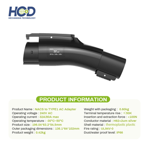 Adaptador de Carga Rápida para Vehículos Eléctricos HCD Nuevo NACS a Tipo 1 (con Pantalla) 240V CA para Tesla Retrofit/Actualización - Product Image 3