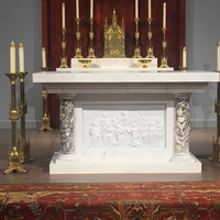 Table d'autel d'église en marbre blanc, sculpté à la main, au Design classique, magnifique,