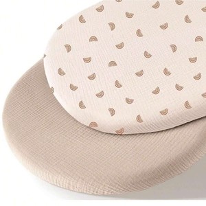 Fundas de colchón de cuna de algodón orgánico al por mayor para recién nacidos, sábanas ajustables unisex para moisés de bebé - Product Image 4