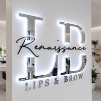 Enseigne personnalisée en lettres 3D en acier inoxydable rétroéclairées par LED, signalétique commerciale en acrylique pour la publicité intérieure et extérieure