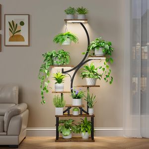 Soporte para plantas de interior con luz de crecimiento de plantas, estantes para plantas multicapa, estante de exhibición adecuado para terraza, balcón, decoración del hogar - Product Image 2