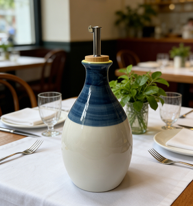 Distributeur d'huile d'olive et de vinaigre en céramique, anti-fuite, qualité alimentaire, pour cuisine et fêtes, 400 ml, avec bec verseur et bouchon - Product Image 6
