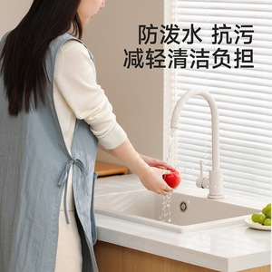 FaSoLa Sleeveless Apron Waterproof Oil Resistant Solid Color For Kitchen Cooking Housework Couples Daily Use - Product Image 4