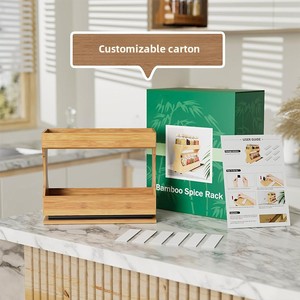 Solid Wood Kitchen Storage Rack Custom Wood 3-Shelf Double-Layer Stand Kitchen Seasoning Bottle Storage Rack for Home Restaurant - Product Image 4