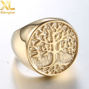 Custom 18K Gold Plated Silver Black Stainless <b>Steel</b> Titanium Plain Engraved Logo Signet <b>Ring</b> Blank - Product Image 4