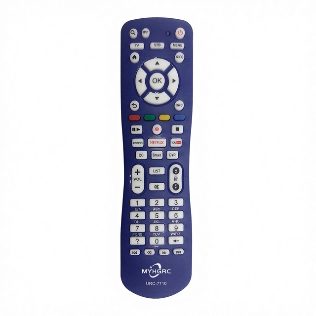 URC-7710 Blue Remote Control with 12ft Range Compatible with Samsung Sanyo for TVs & STBs