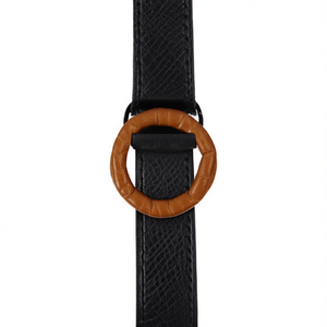 Cintura in Pelle PP con Fibbia Rotonda in Imitazione Rattan da 5 Cm per Donna, Accessori Moda - Product Image 2