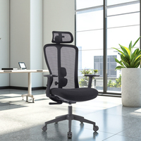 Chaise de bureau exécutive moderne et réglable en tissu, pivotante, avec design ergonomique, appui-tête réglable et accoudoirs fixes pour le travail et la maison