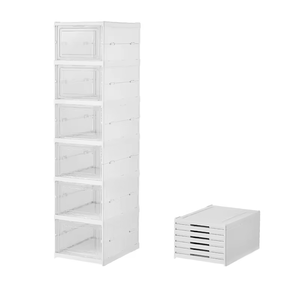 Foldable <strong>Shoe</strong> Storage Boxes, Installation Free 6PCS Clear <strong>Shoe</strong> Boxes Stackable Foldable, Plastic <strong>Shoe</strong> Storage <strong>Organiser</strong> - Product Image 1