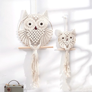 Corde moderne <span class=keywords><strong>en</strong></span> coton tissé à la main hibou <span class=keywords><strong>macramé</strong></span> tenture murale tapisserie Art déco flotteur nature morte motif décor à la maison cadeau - Product Image 4