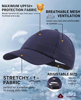 Casquette de baseball unisexe en nylon à 6 panneaux perforée, réglable, séchage rapide, protection UV, pour l'entraînement, la course et le golf