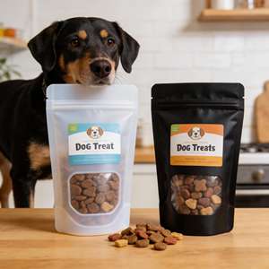 AG 可重复密封拉链防臭袋宠物狗粮包装自立袋和黑色塑料狗训练零食袋 - Product Image 2