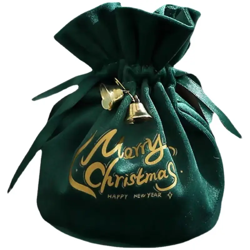 卸売クリスマスベルベットシュガーバッグ巾着口クリスマスベルベットバッグクリスマスイブシュガーギフトバッグ