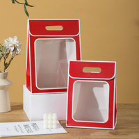 Sac cadeau en papier recyclable classique à motif floral transparent, couverture rabattable, élégant, pratique, portable, personnalisable, Saint-Valentin