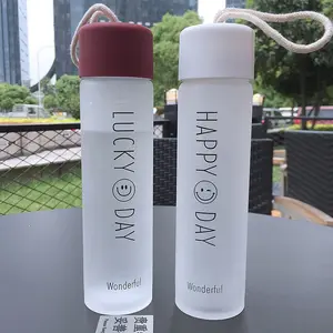 Botol Air Kreatif Uniseks 400Ml, Botol Air Kaca Buram Berkelanjutan Grosir