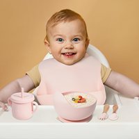 Ensemble d'ustensiles de repas pour enfants en silicone sans BPA, assiettes à ventouse, bol, bavoir, vaisselle, kit d'alimentation pour bébés - Fournisseur d'usine 2026