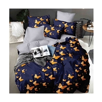 Housse de couette et ensemble de draps en polyester 100% tissu 130GSM avec housses d'oreiller toucher coton