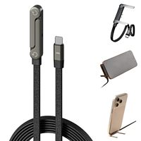 Cable de Teléfono de 240w Tipo C a Tipo C con Soporte para Tablet, Cable de Datos PD Portátil de Carga Rápida para Soporte de Teléfono Plegable