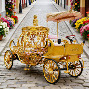 Chariot à Chevaux Citrouille pour Scénographie, Accessoire de Scène Personnalisé sur le Thème des Contes de Fées pour Aménagement Thème Saisonnier et Interaction Touristique - Product Image 5
