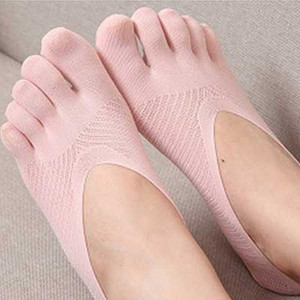 Calzini Estivi da <span class=keywords><strong>Donna</strong></span> Ultra-Sottili in Maglia a 5 Dita, in Rete di Cotone Traspirante, Antiscivolo in Silicone, Invisibili a Taglio Basso - Product Image 2