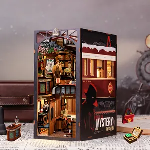 CuteBee Schlussverkauf DIY Buch Eck Detective-Stil Miniatur-Puppenhaus mit Staubüberzug 3D-Holz-Puzzle als Geschenkideen
