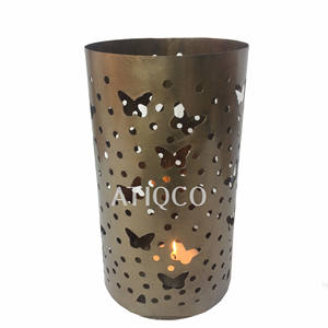 Bougeoir en métal de conception d'os vert trous Unique décoration de table votive moderne support de photophore cylindrique dernier fer votif - Product Image 3