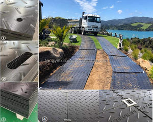 4x8 matras jalur HDPE lantai jalan Polyethylene sementara tikar pelindung tanah untuk peralatan berat lumpur tikar Tanah acara besar - Product Image 6