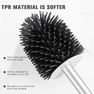 Ensembles de brosses et supports avec brosse de toilette moderne hygiénique à tête plate et souple en silicone pour fixation murale - Product Image 6