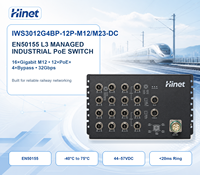 Switch Jaringan Industri L3 IWS3012G4BP-12P-M12/M23-DC 16x1000/100/10M PoE Port Tembaga M12 4x Port Bypass EN50155 -40~75