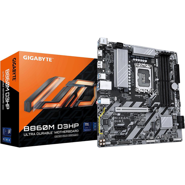 GIGABYTE B860M D3HP Intel Core Ultra (Series 2) LGA 1851 Motherboard, MATX, DDR5, 2x M.2, PCIe 5.0, USB-C, 1GbE LAN, EZ-Latch