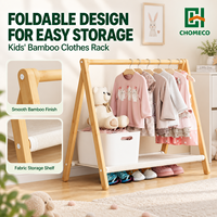 Porte-vêtements pliable en bambou à deux niveaux, nouveau design, organisateur de vêtements pour la maison, les enfants et les magasins