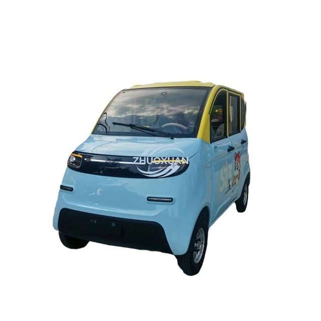White Compact Four Seater Mini Electric Car, Household Urban Commute Vehicle for City Road Use