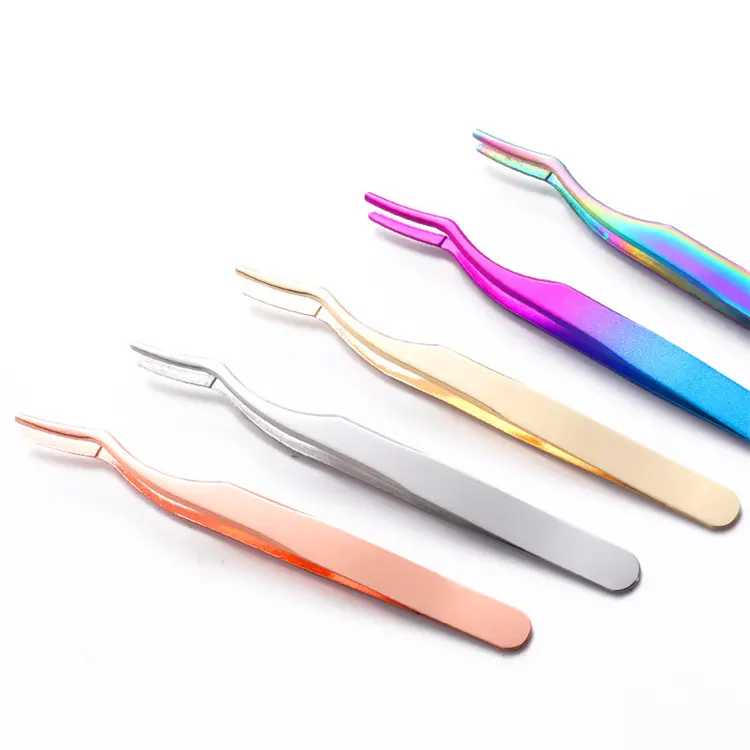 Professional Eyelash Tweezers 3D Precision Non-magnetic Curved Isolation False Lash Extension Clip Nail Art Supplies Makeup Tool