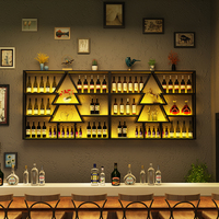 Étagères murales en fer, style industriel moderne, or/noir, design suspendu flottant pour bouteilles de vin, casier à vin pour la maison