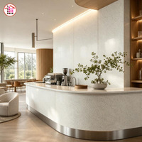 Dalle de quartz blanc moucheté sur mesure pour comptoir de café commercial, îlot de cuisine, décoration murale intérieure
