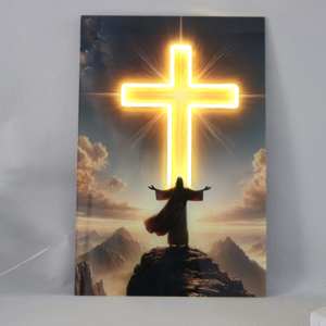 Póster de Cruz LED de neón <span class=keywords><strong>rojo</strong></span> personalizado, Control remoto, fiestas de cumpleaños en casa, Bar, tiendas, centro comercial, decoraciones, hoteles, DC Power Logo, Coche - Product Image 1