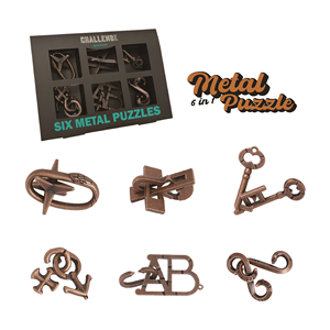 Permainan puzzle cast logam klasik 6 in 1, permainan edukasi otak Interlock puzzle permainan IQ untuk dewasa dan anak-anak - Product Image 1