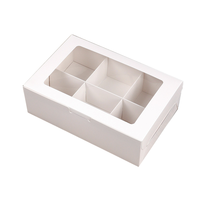 Boîte en papier kraft blanc avec fenêtre, emballage de luxe pour cupcakes et macarons, logo personnalisé, recyclable