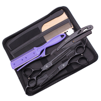 Kit de Salon Professionnel : Ciseaux de Barbier en Acier Japonais, Ciseaux Droits et Effileurs, Peigne pour Salons et Barbiers, Affûtage de Précision 1010