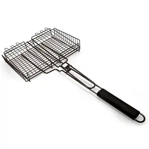 Bbq Houtskool Rechthoek Grill Map Metalen Mesh Sheet Draad Mesh Netto Vlees Grillen Mand Bbq Grillen Rotisserie Mand Kooi Rack